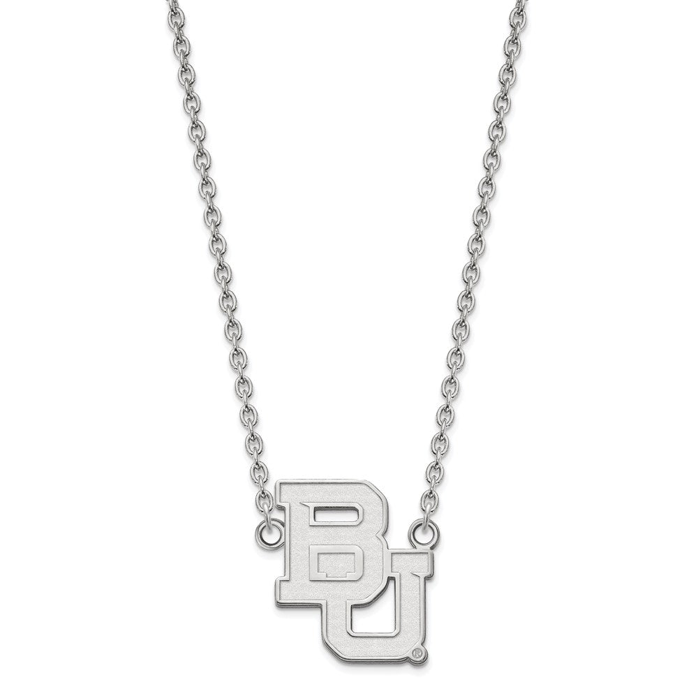 10K White Gold Logoart Baylor University Bears Large Pendant 18 Inch Necklace
