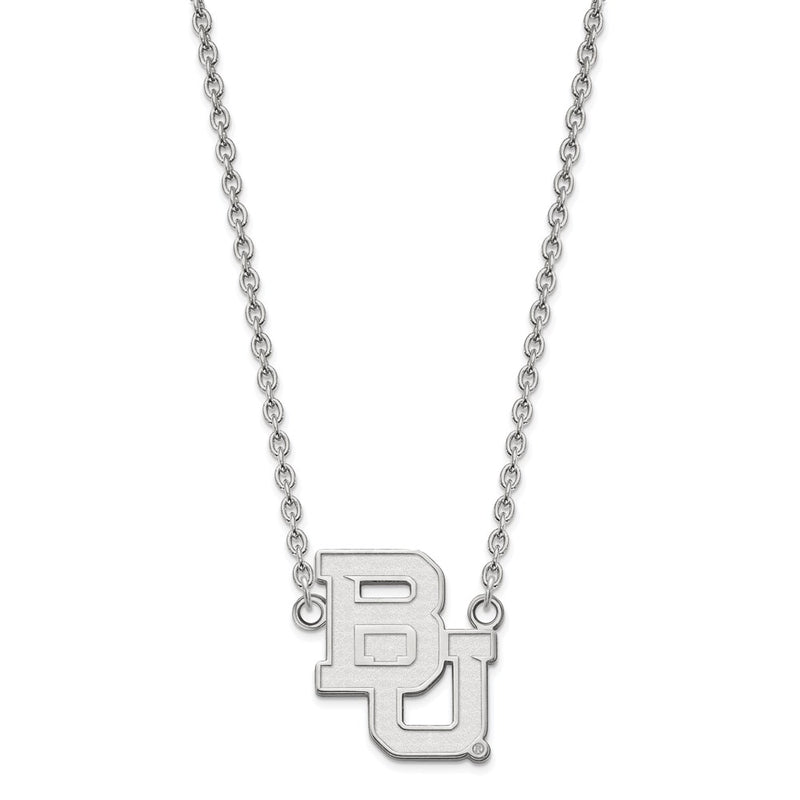 10K White Gold Logoart Baylor University Bears Large Pendant 18 Inch Necklace