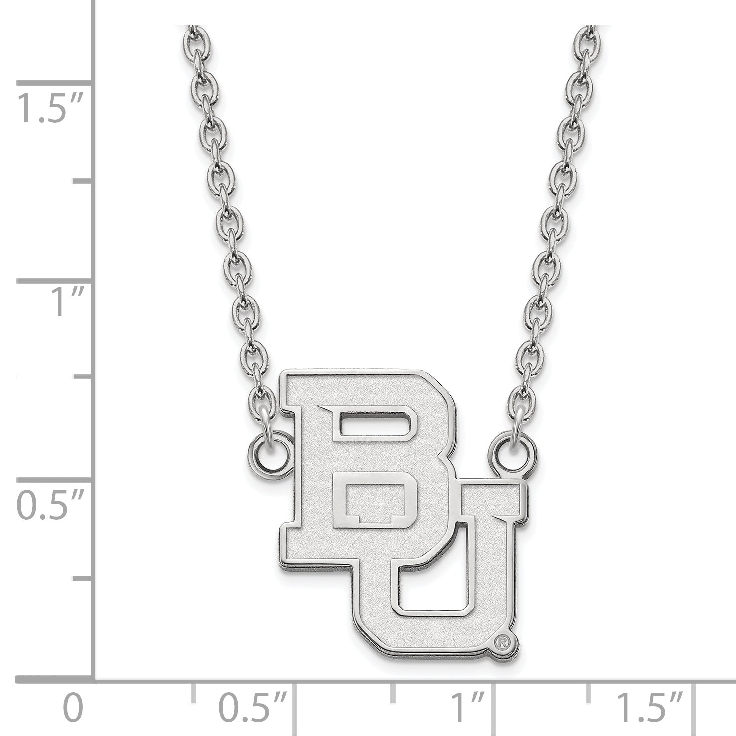 10K White Gold Logoart Baylor University Bears Large Pendant 18 Inch Necklace