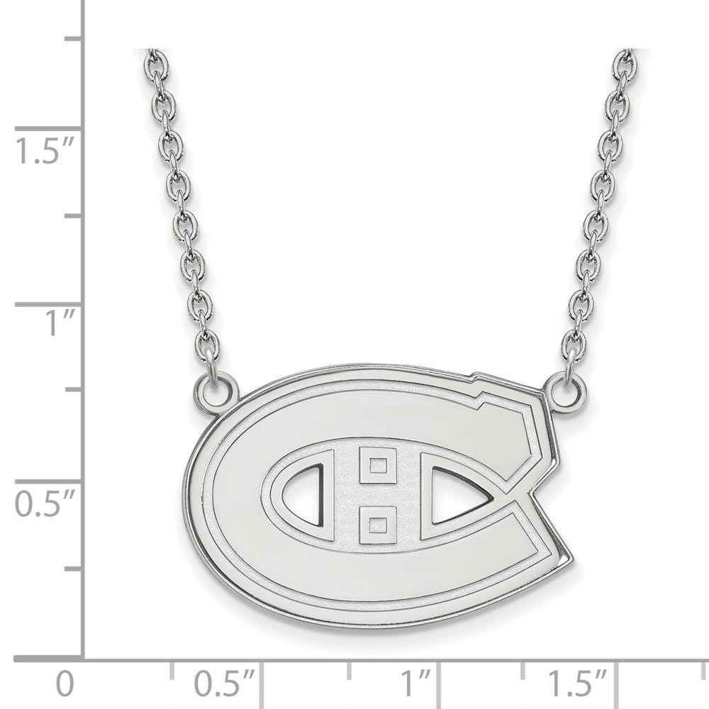 14K White Gold Nhl Logoart Montreal Canadiens Large Pendant 18 Inch Necklace