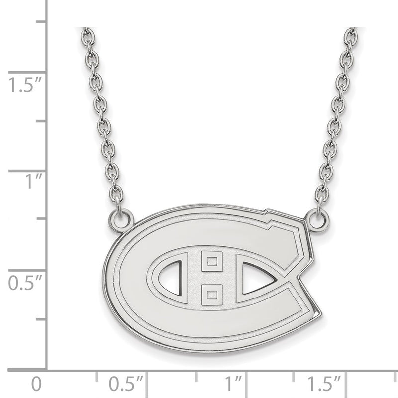 14K White Gold Nhl Logoart Montreal Canadiens Large Pendant 18 Inch Necklace