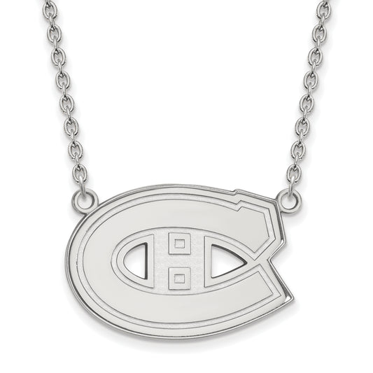 10K White Gold Nhl Logoart Montreal Canadiens Large Pendant 18 Inch Necklace
