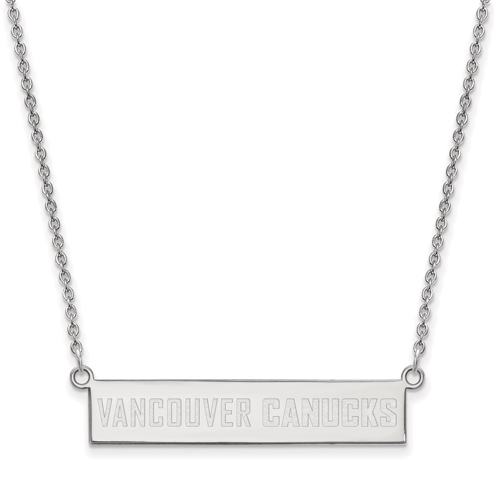 Sterling Silver Rhodium Plated Nhl Logoart Vancouver Canucks Small Bar 18 Inch Necklace
