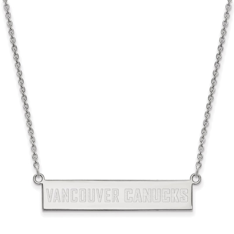 Sterling Silver Rhodium Plated Nhl Logoart Vancouver Canucks Small Bar 18 Inch Necklace
