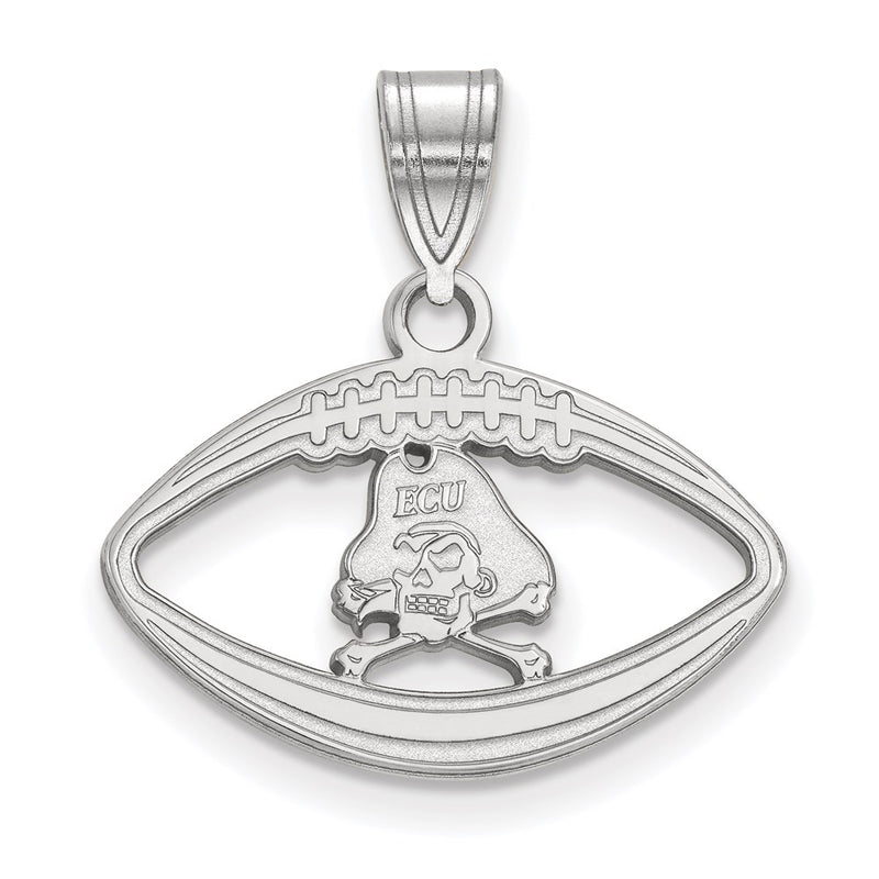 Sterling Silver Rhodium Plated Logoart East Carolina University Pirate Football Pendant