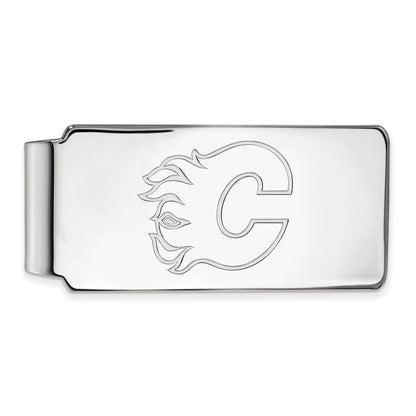Sterling Silver Rhodium-Plated Nhl Logoart Calgary Flames Money Clip