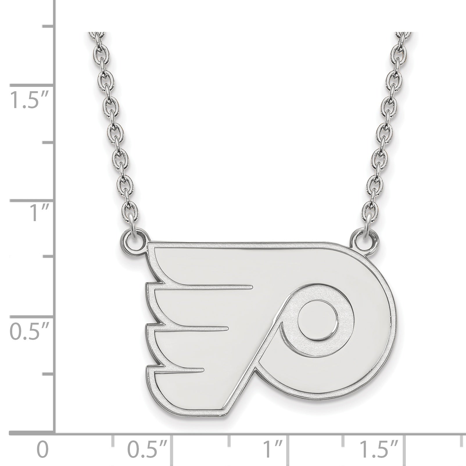 10K White Gold Nhl Logoart Philadelphia Flyers Large Pendant 18 Inch Necklace