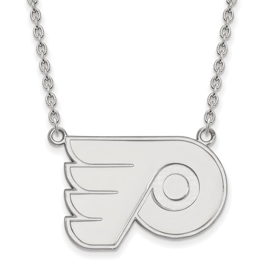 10K White Gold Nhl Logoart Philadelphia Flyers Large Pendant 18 Inch Necklace