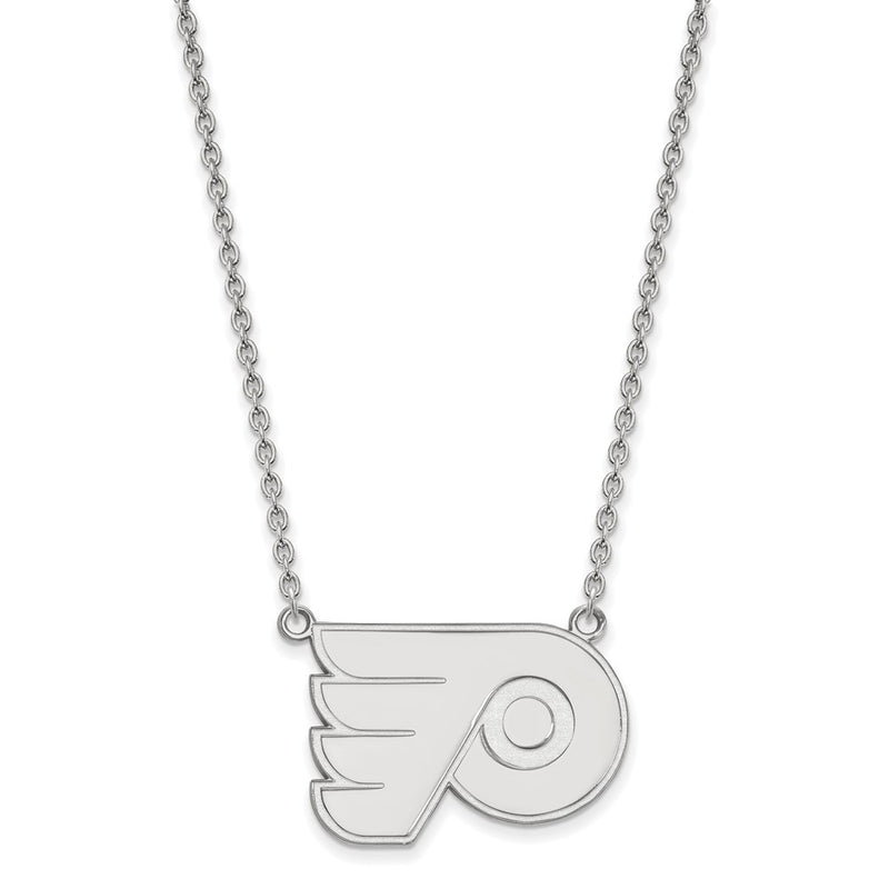 14K White Gold Nhl Logoart Philadelphia Flyers Large Pendant 18 Inch Necklace