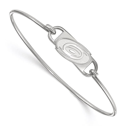 Sterling Silver Rhodium Plated Nhl Logoart Carolina Hurricanes Small Center 7 Inch Wire Bangle