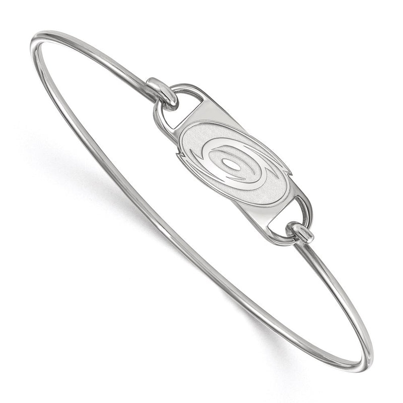 Sterling Silver Rhodium Plated Nhl Logoart Carolina Hurricanes Small Center 7 Inch Wire Bangle
