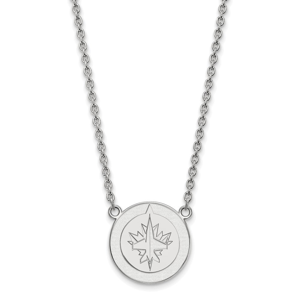 Sterling Silver Rhodium Plated Nhl Logoart Winnipeg Jets Large Pendant 18 Inch Necklace