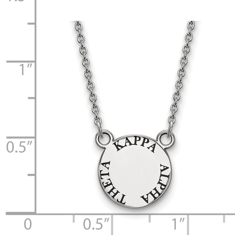 Sterling Silver Rhodium Plated Logoart Kappa Alpha Theta Sorority Text Small Color Enamel Pendant 18 Inch Necklace