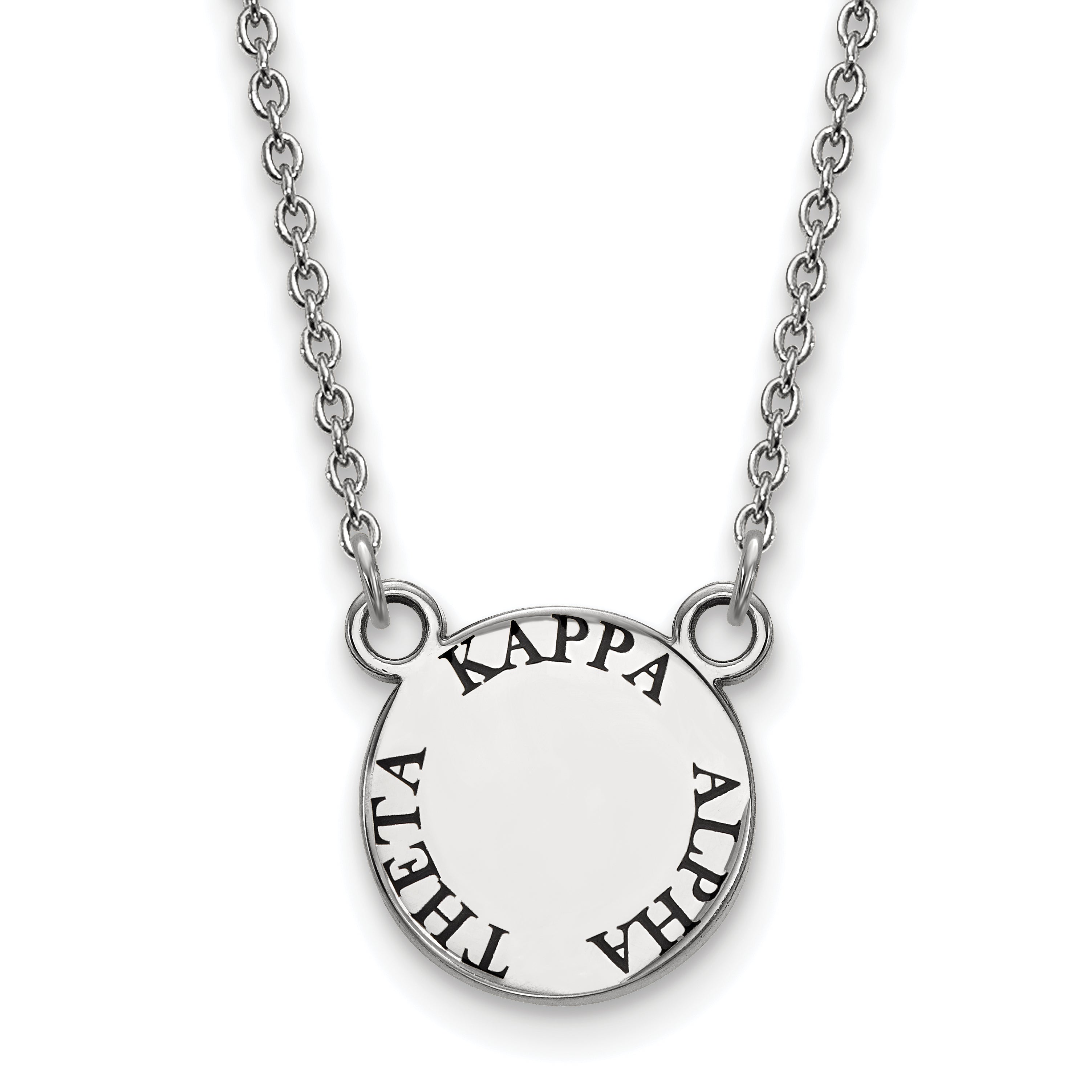 Sterling Silver Rhodium Plated Logoart Kappa Alpha Theta Sorority Text Small Color Enamel Pendant 18 Inch Necklace