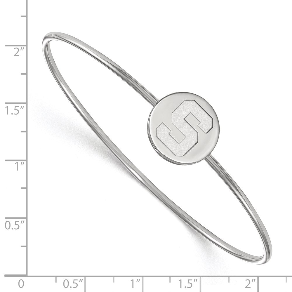 Sterling Silver S. Rh Plated Logoart Michigan State University Bangle Slip On