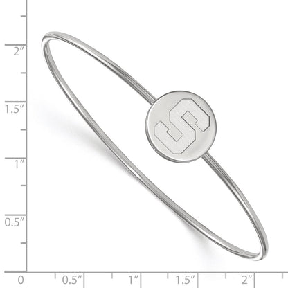Sterling Silver S. Rh Plated Logoart Michigan State University Bangle Slip On