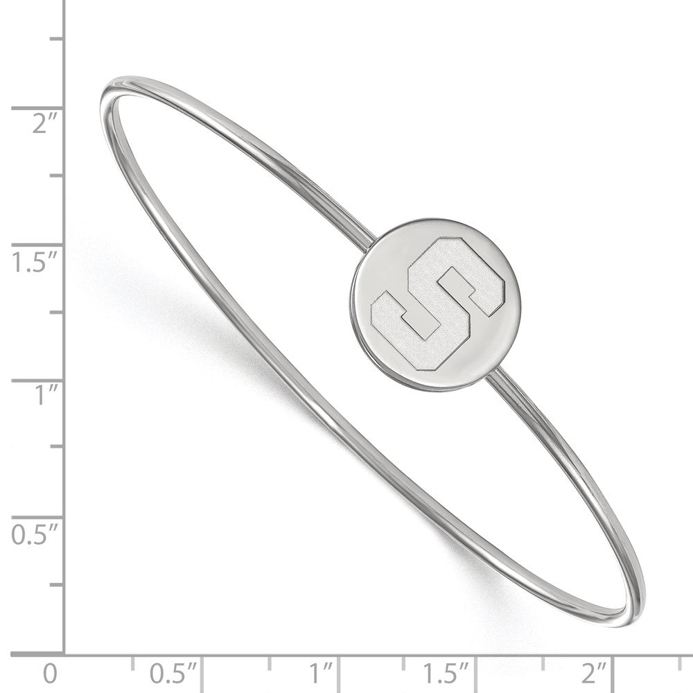 Sterling Silver S. Rh Plated Logoart Michigan State University Bangle Slip On