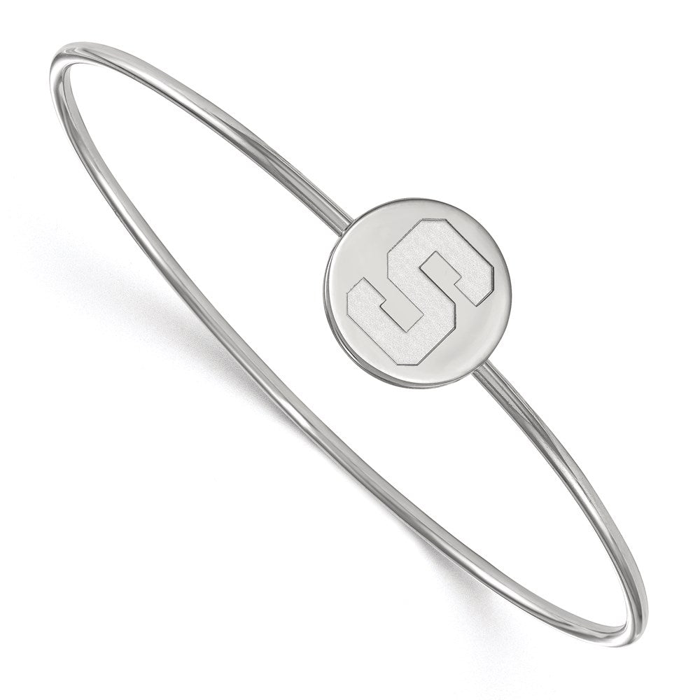 Sterling Silver S. Rh Plated Logoart Michigan State University Bangle Slip On