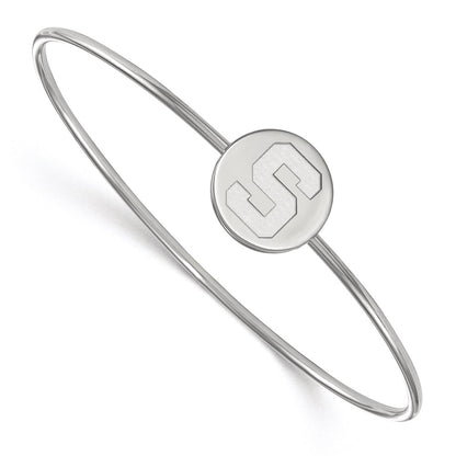 Sterling Silver S. Rh Plated Logoart Michigan State University Bangle Slip On