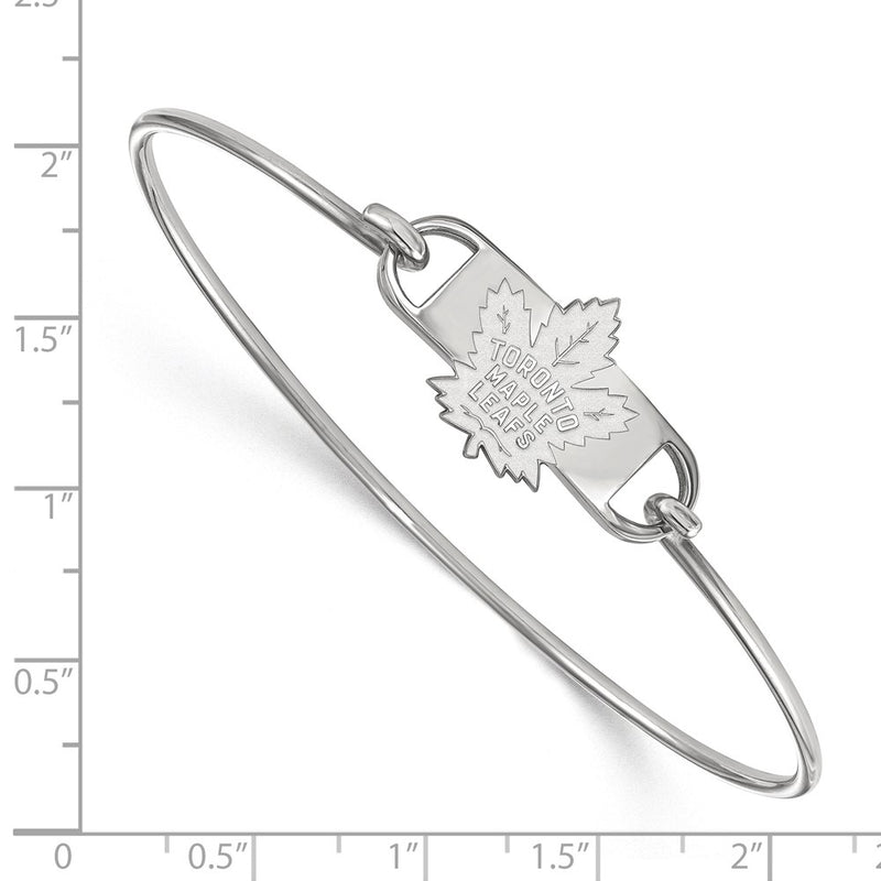 Sterling Silver Rhodium Plated Nhl Logoart Toronto Maple Leafs Small Center 7 Inch Wire Bangle