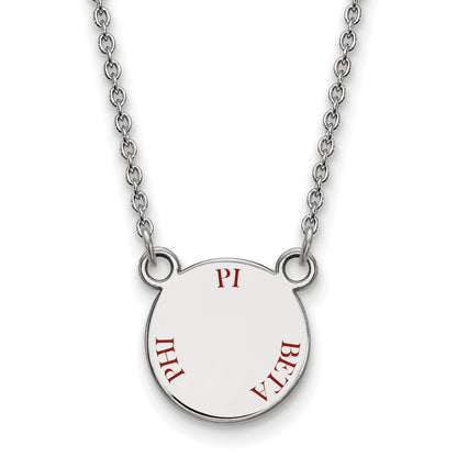 Sterling Silver Rhodium Plated Logoart Pi Beta Phi Sorority Text Small Color Enamel Pendant 18 Inch Necklace