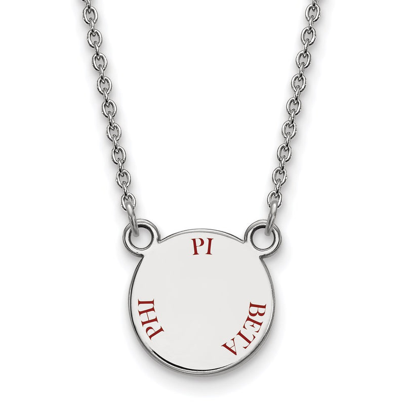 Sterling Silver Rhodium Plated Logoart Pi Beta Phi Sorority Text Small Color Enamel Pendant 18 Inch Necklace