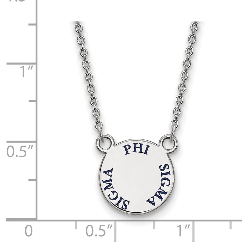 Sterling Silver Rhodium Plated Logoart Phi Sigma Sorority Text Small Color Enamel Pendant 18 Inch Necklace