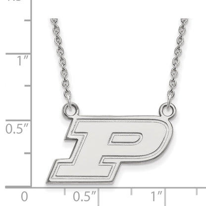 14K White Gold Logoart Purdue University Letter P Small Pendant 18 Inch Necklace