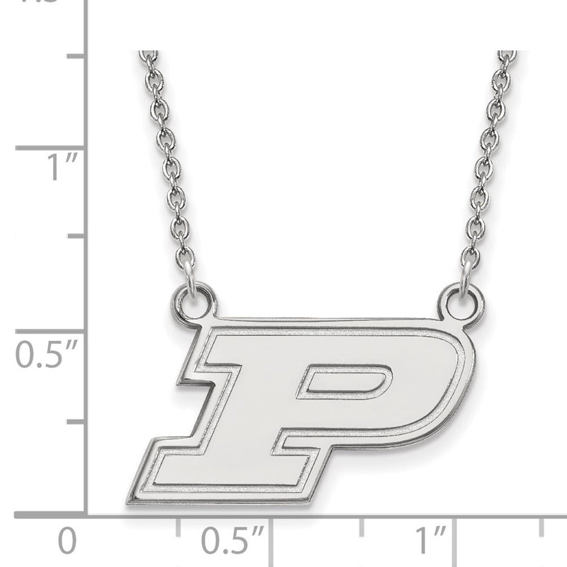 14K White Gold Logoart Purdue University Letter P Small Pendant 18 Inch Necklace