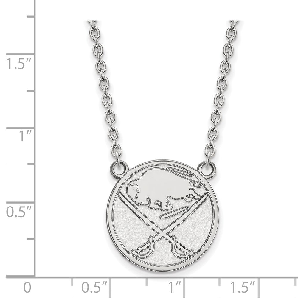 14K White Gold Nhl Logoart Buffalo Sabres Large Pendant 18 Inch Necklace