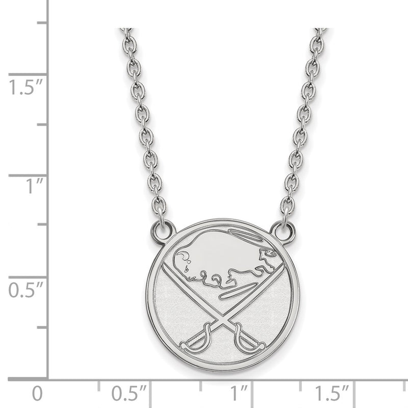 14K White Gold Nhl Logoart Buffalo Sabres Large Pendant 18 Inch Necklace