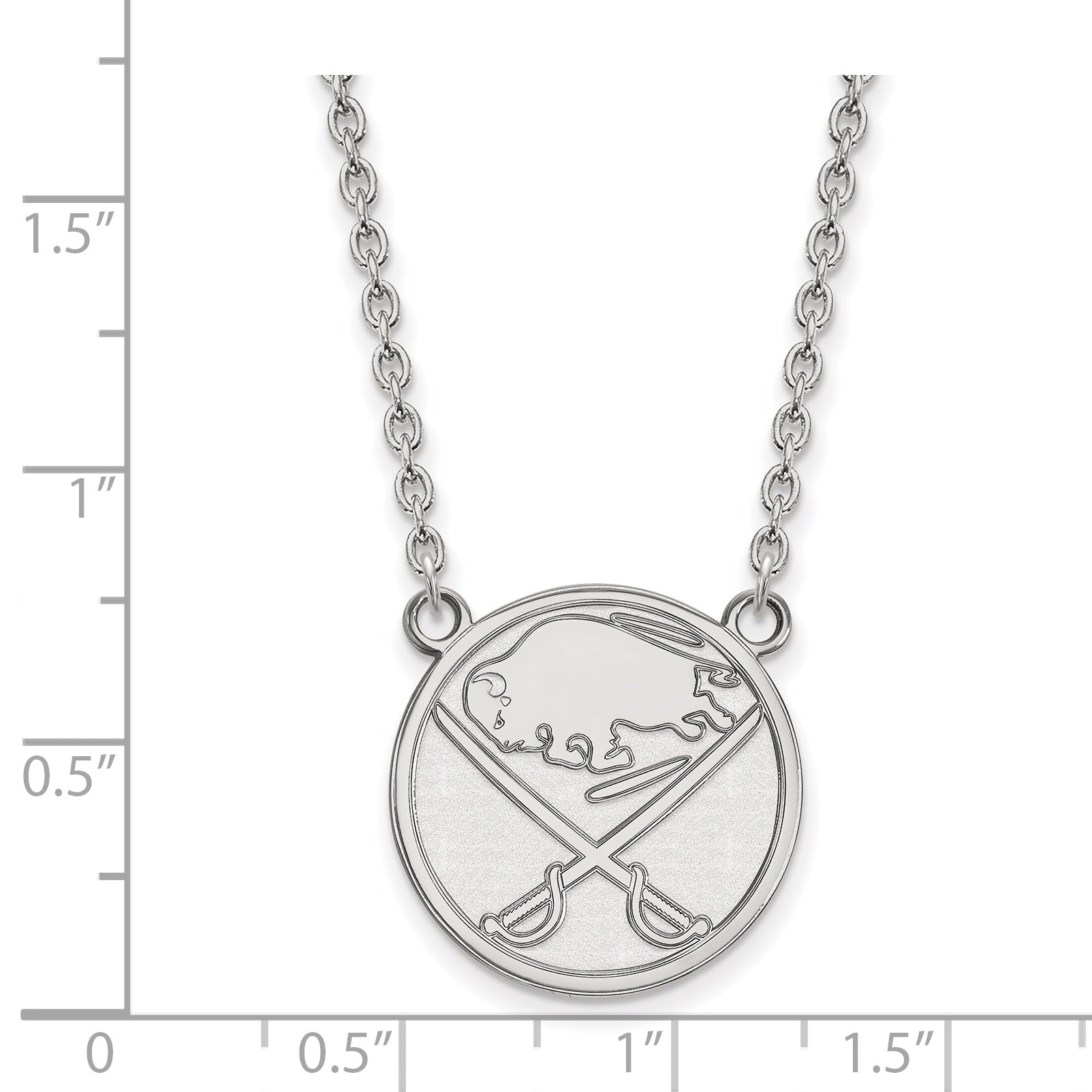 10K White Gold Nhl Logoart Buffalo Sabres Large Pendant 18 Inch Necklace