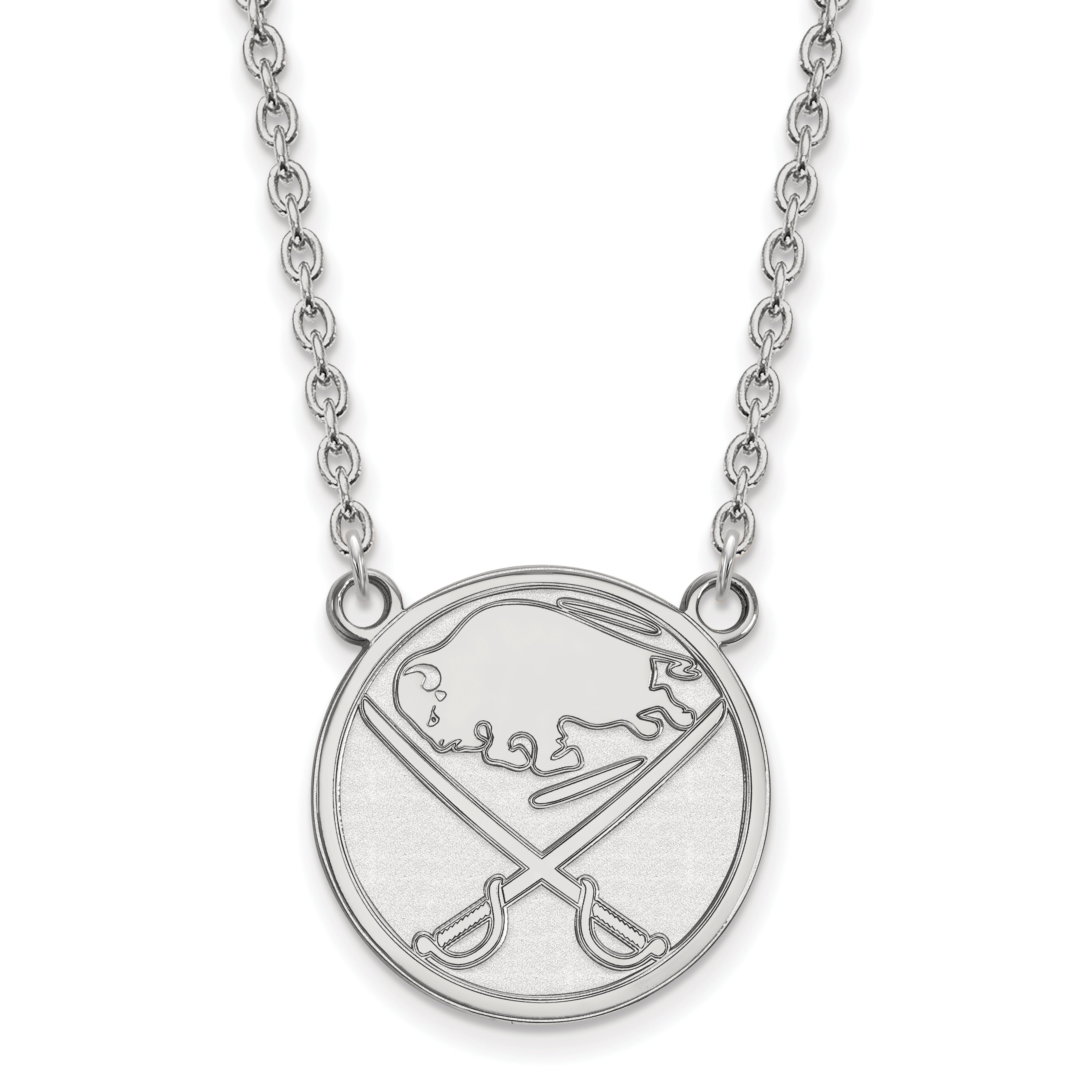 10K White Gold Nhl Logoart Buffalo Sabres Large Pendant 18 Inch Necklace