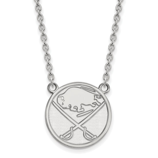 10K White Gold Nhl Logoart Buffalo Sabres Large Pendant 18 Inch Necklace