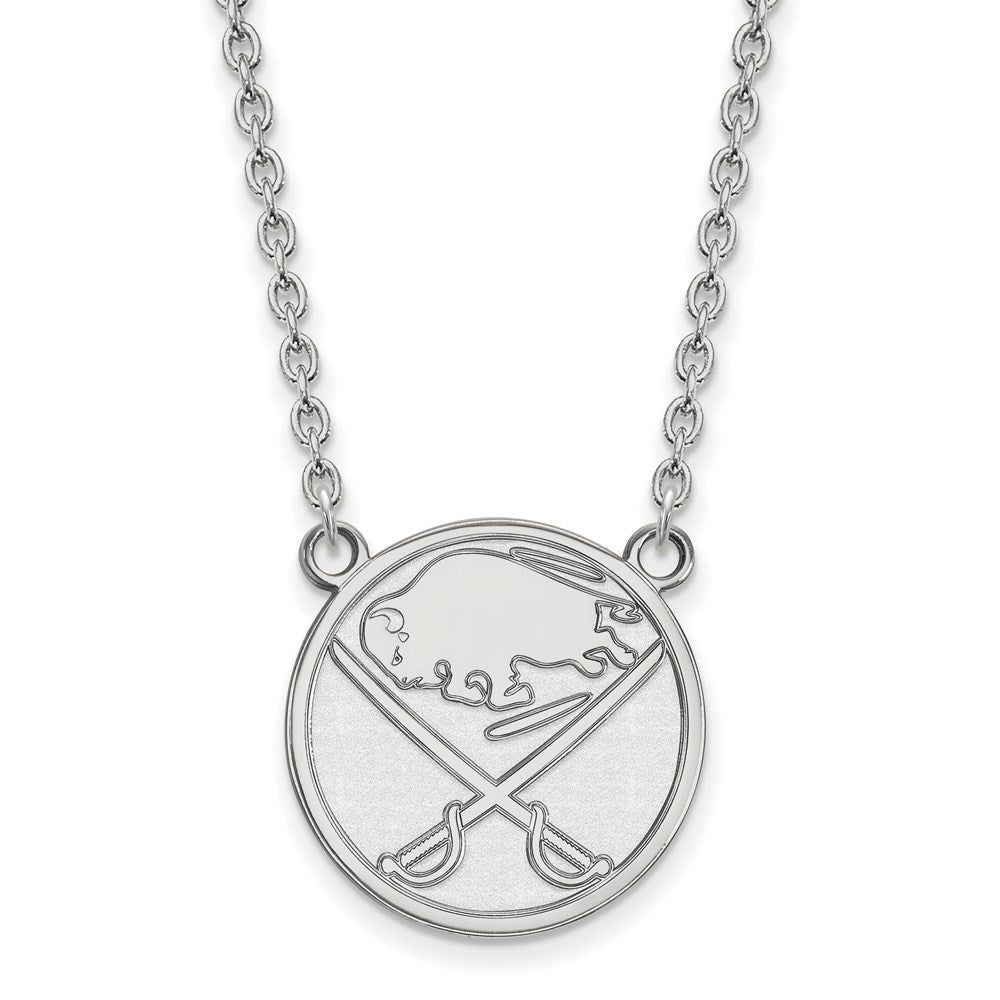 14K White Gold Nhl Logoart Buffalo Sabres Large Pendant 18 Inch Necklace