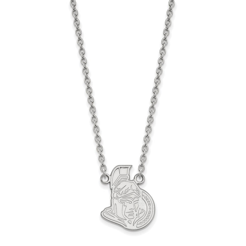 Sterling Silver Rhodium Plated Nhl Logoart Ottawa Senators Large Pendant 18 Inch Necklace