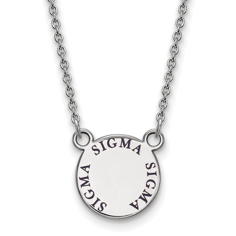 Sterling Silver Rhodium Plated Logoart Sigma Sorority Text Small Color Enamel Pendant 18 Inch Necklace
