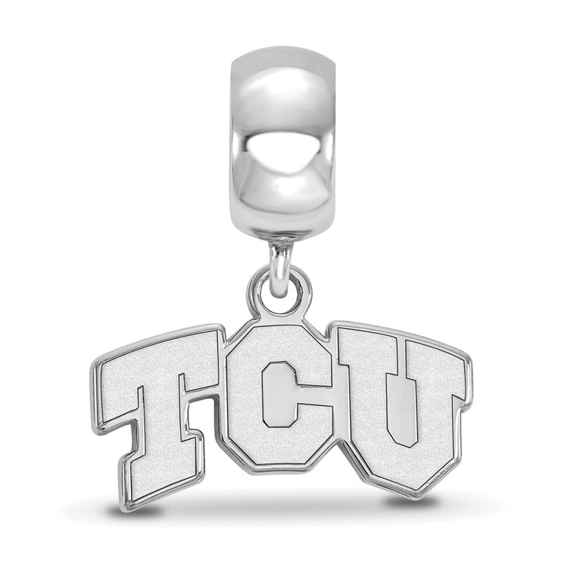 Sterling Silver Rhod-Pltd Logoart Texas Christian U. Xs Dangle Bead