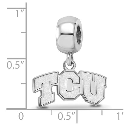 Sterling Silver Rhod-Pltd Logoart Texas Christian U. Xs Dangle Bead