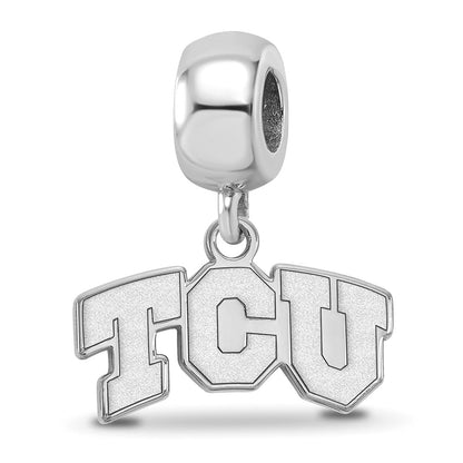Sterling Silver Rhod-Pltd Logoart Texas Christian U. Xs Dangle Bead