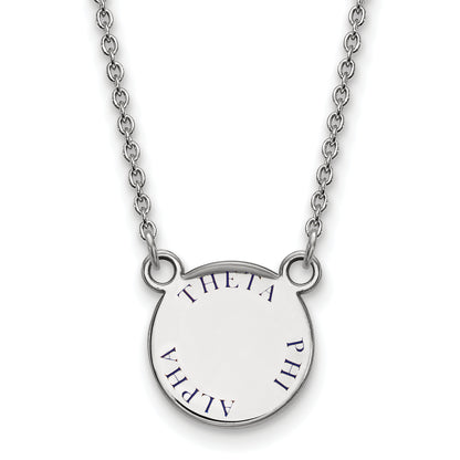 Sterling Silver Rhodium Plated Logoart Theta Phi Alpha Sorority Text Small Color Enamel Pendant 18 Inch Necklace