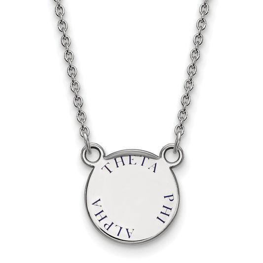 Sterling Silver Rhodium Plated Logoart Theta Phi Alpha Sorority Text Small Color Enamel Pendant 18 Inch Necklace