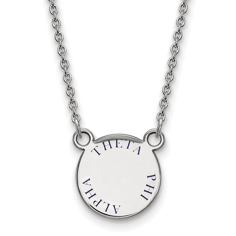 Sterling Silver Rhodium Plated Logoart Theta Phi Alpha Sorority Text Small Color Enamel Pendant 18 Inch Necklace