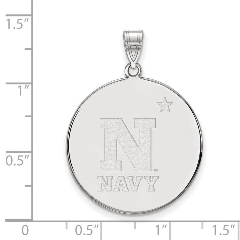 Sterling Silver Rhodium Plated Logoart Us Naval Academy Extra Large Disc Pendant
