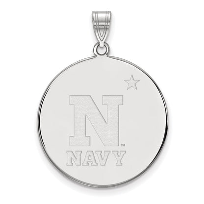 Sterling Silver Rhodium Plated Logoart Us Naval Academy Extra Large Disc Pendant