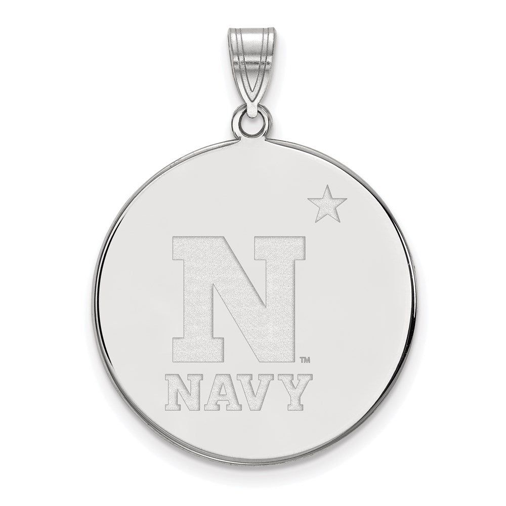 14K White Gold Logoart Us Naval Academy Extra Large Disc Pendant