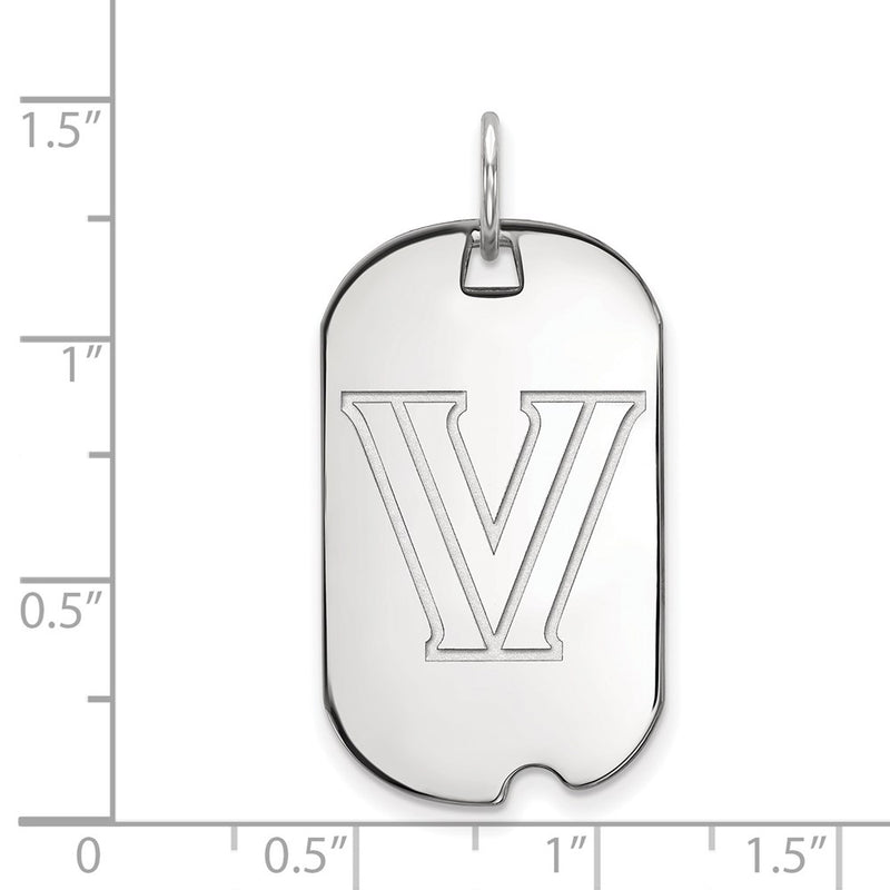 10K White Gold Logoart Villanova University Letter V Small Dog Tag Pendant