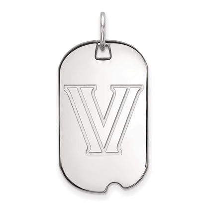 Sterling Silver Rhodium Plated Logoart Villanova University Letter V Small Dog Tag Pendant