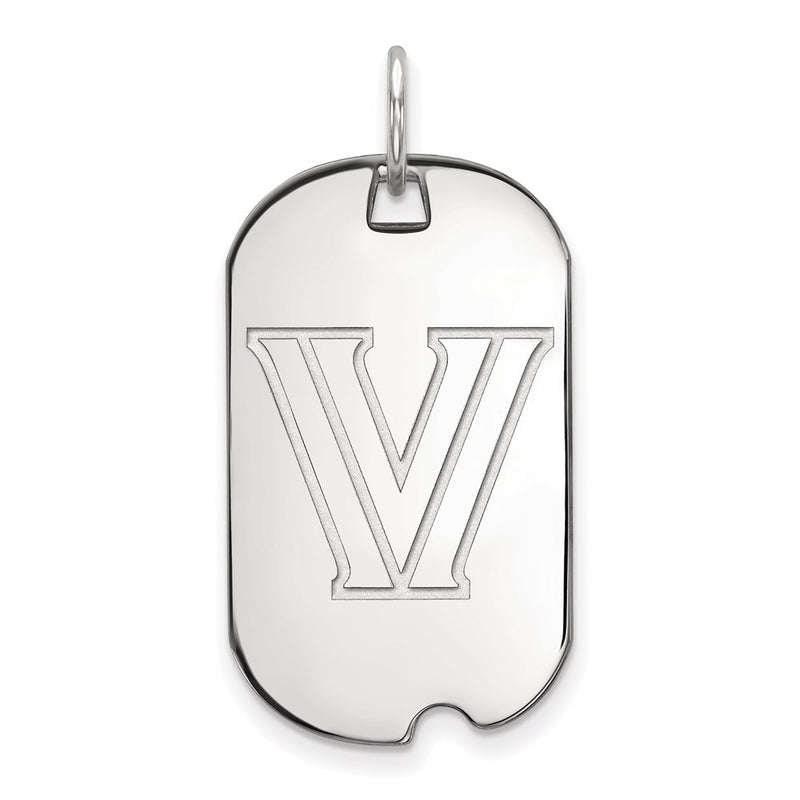 Sterling Silver Rhodium Plated Logoart Villanova University Letter V Small Dog Tag Pendant