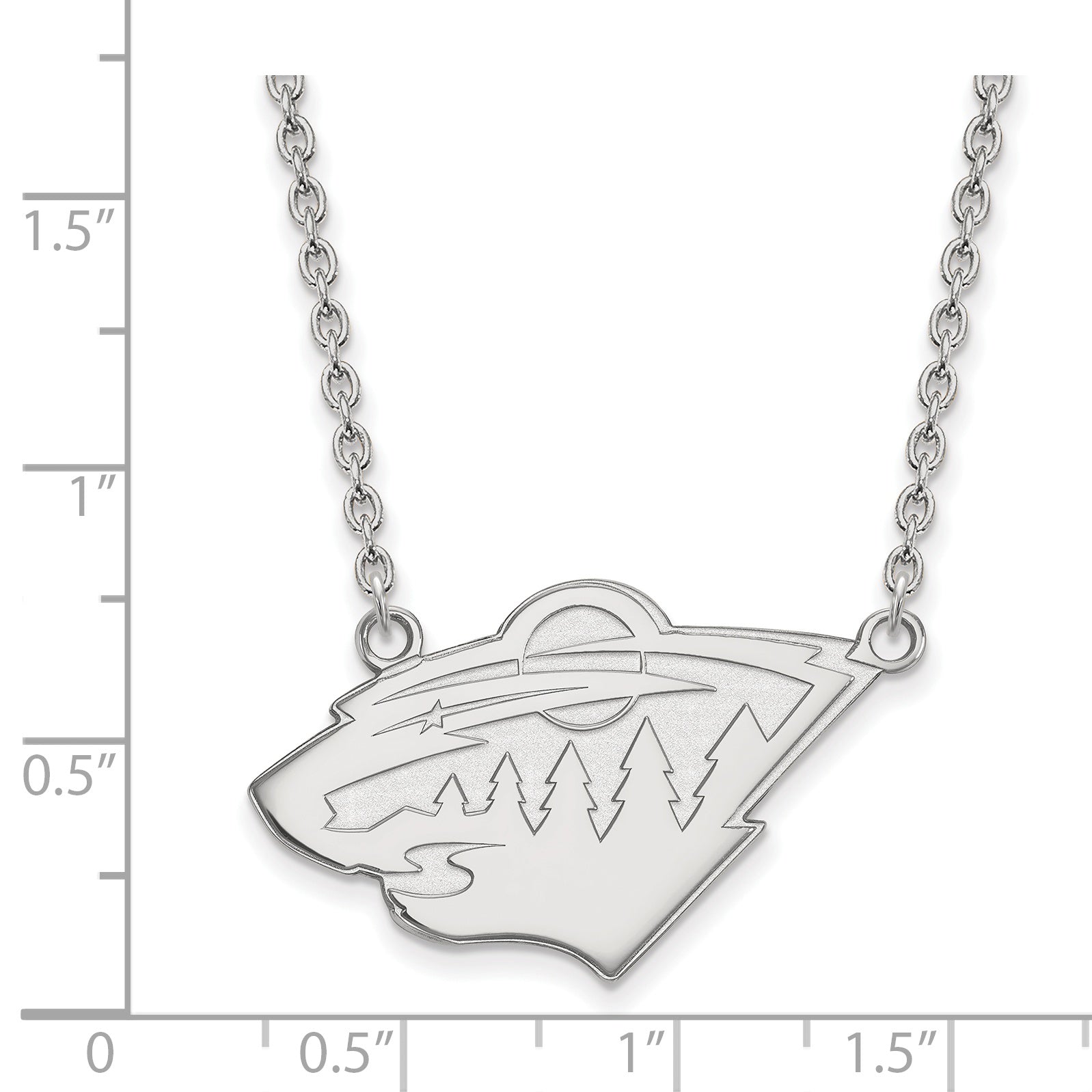 10K White Gold Nhl Logoart Minnesota Wild Large Pendant 18 Inch Necklace